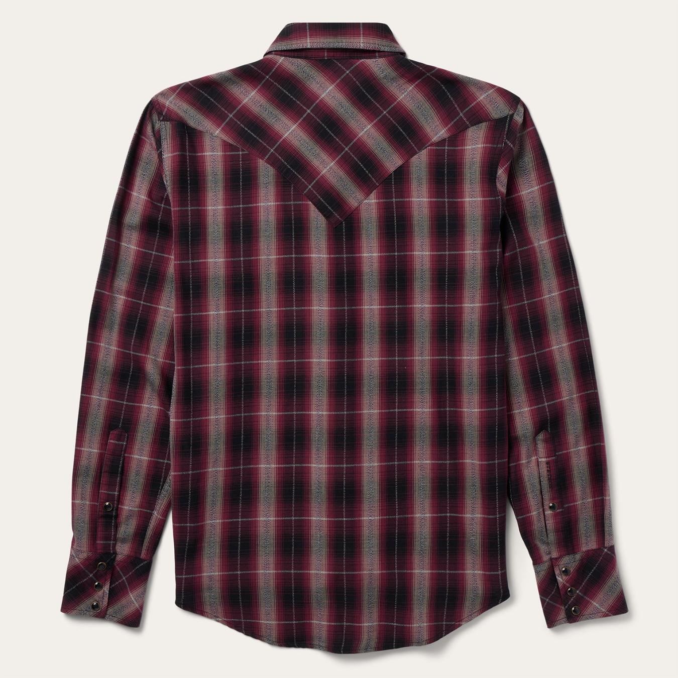 Men Western Shirts Stetson Red Marl Plaid Western Shirt Red