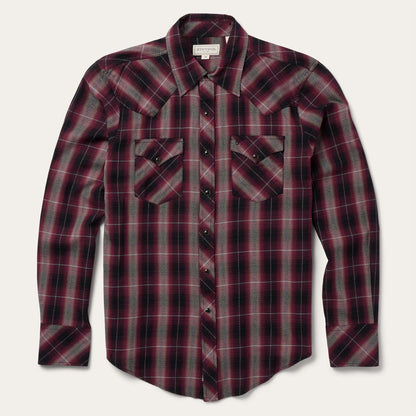 Men Western Shirts Stetson Red Marl Plaid Western Shirt Red