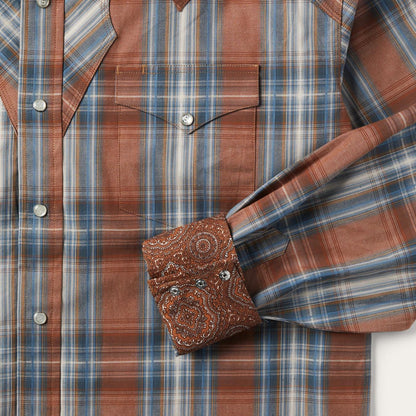 Men Western Shirts Stetson Rustic Plaid Western Shirt Brown