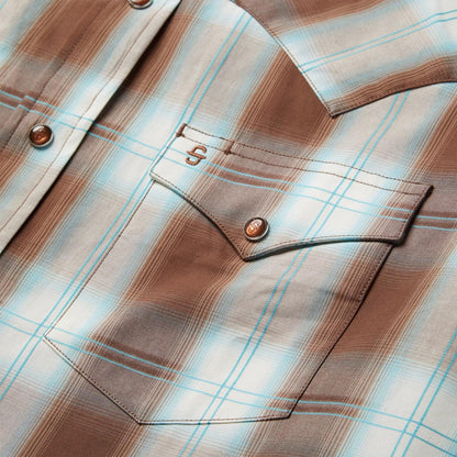Men Western Shirts Stetson Sand Ombre Plaid Western Shirt Brown