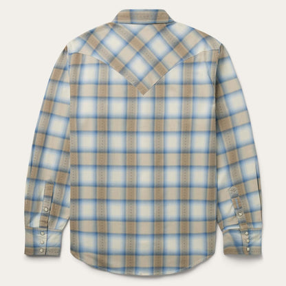 Men Western Shirts Stetson Sand Plaid Dobby Western Shirt Brown