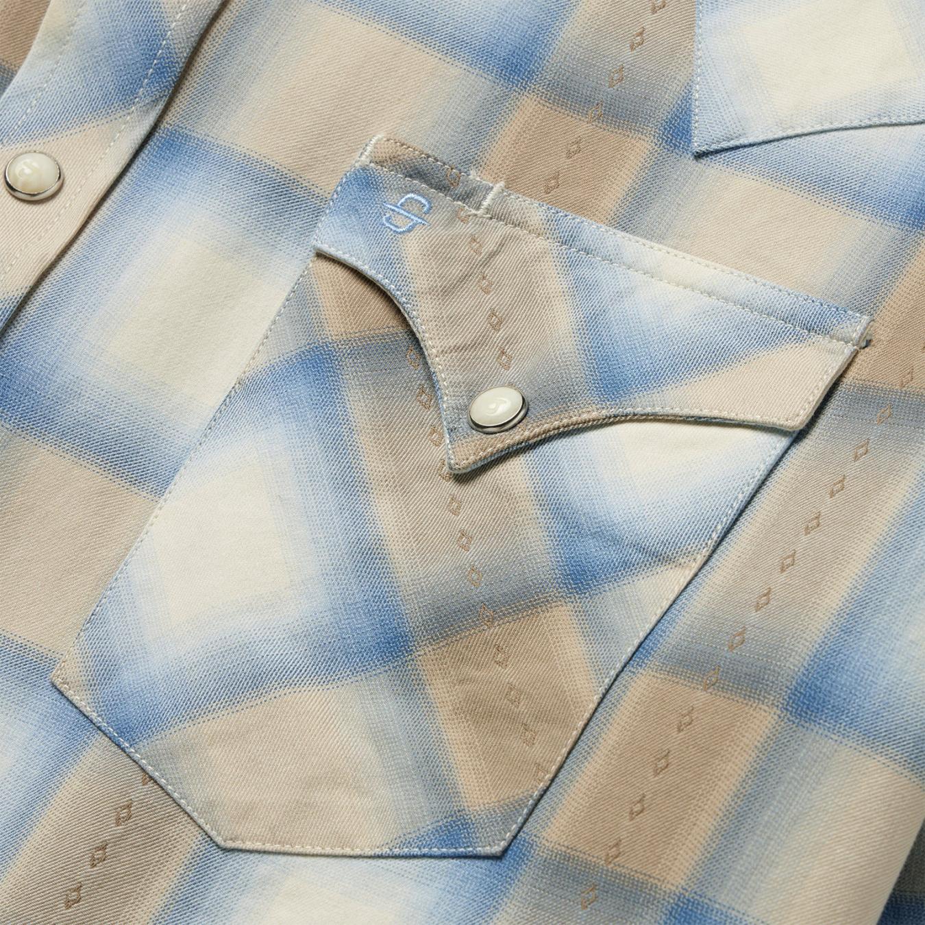 Men Western Shirts Stetson Sand Plaid Dobby Western Shirt Brown