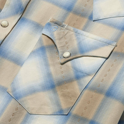 Men Western Shirts Stetson Sand Plaid Dobby Western Shirt Brown