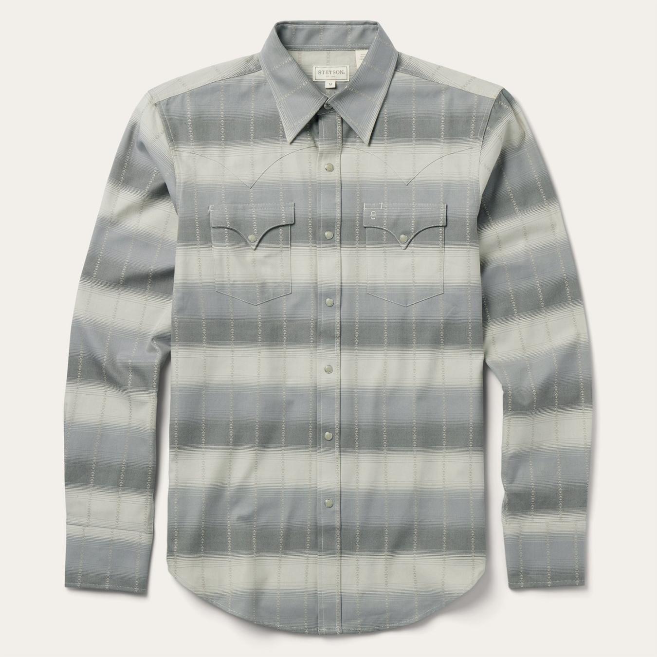 Men Western Shirts Stetson Serape Dobby Twill Western Shirt Brown