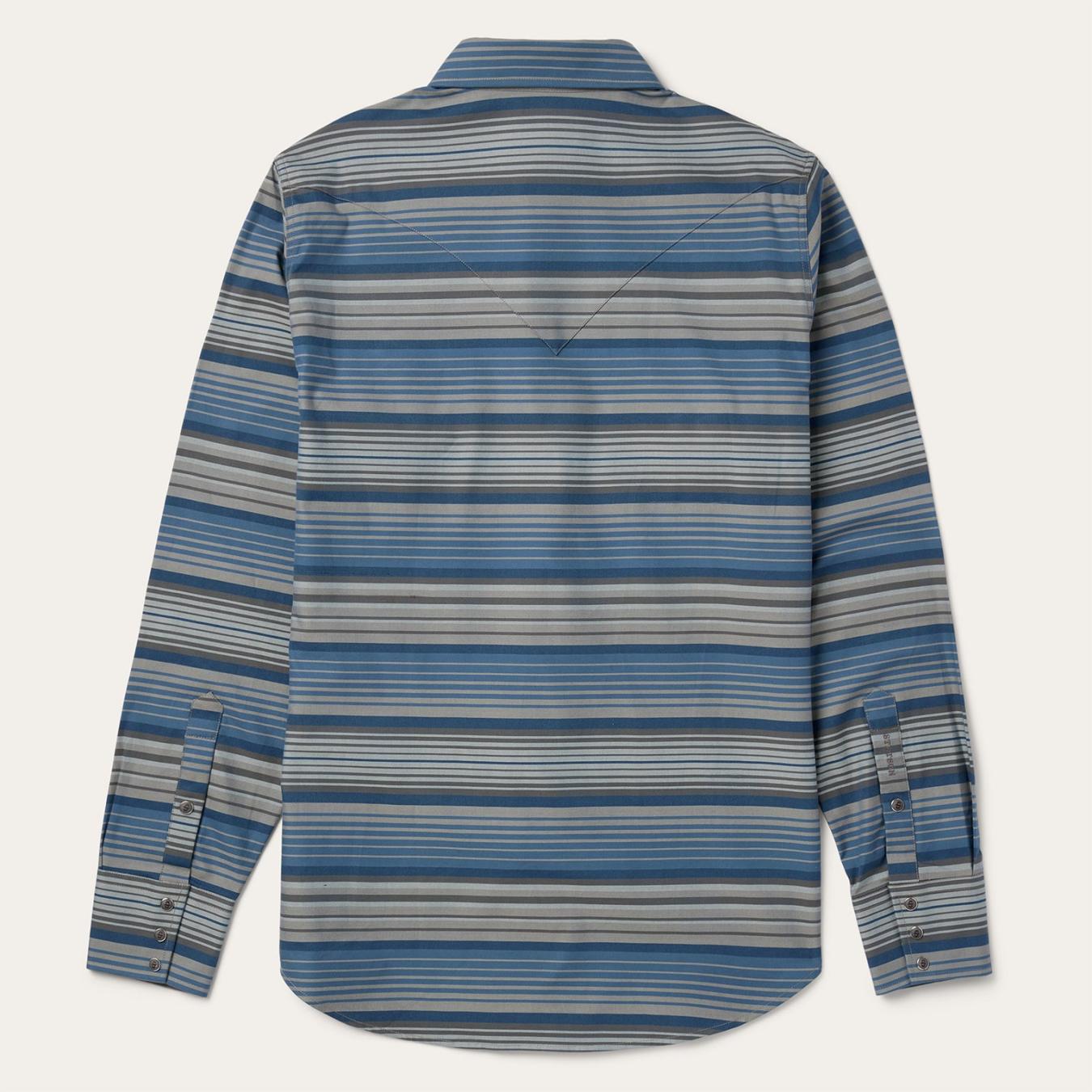 Men Western Shirts Stetson Serape Stripe Western Shirt Blue