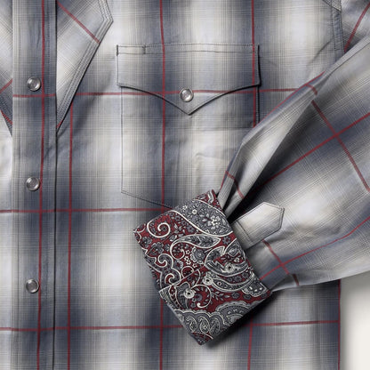 Men Western Shirts Stetson Smoke Ombre Western Shirt Grey