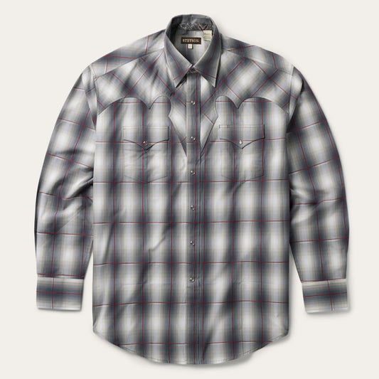 Men Western Shirts Stetson Smoke Ombre Western Shirt Grey