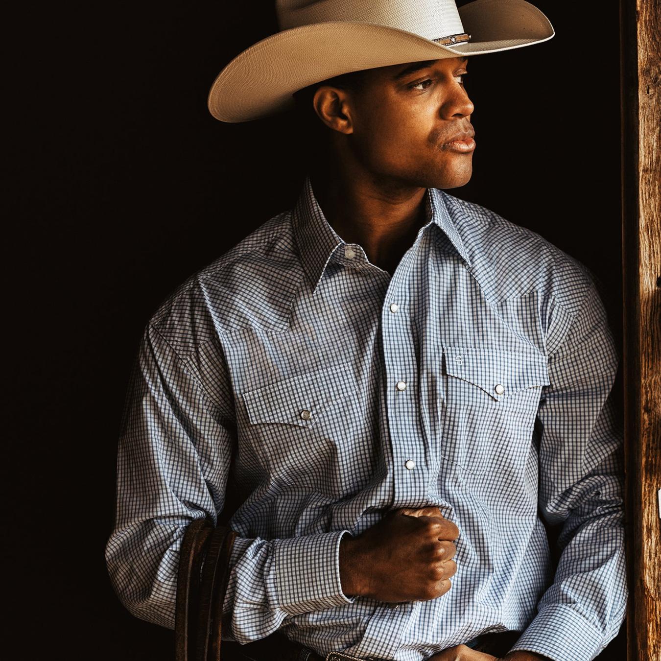 Men Western Shirts Stetson Two Stripe Check Western Shirt Blue