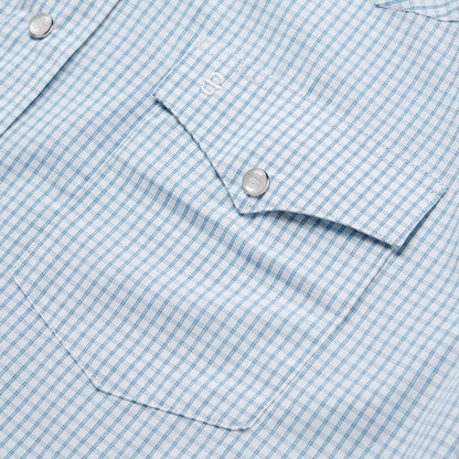 Men Western Shirts Stetson Two Stripe Check Western Shirt Blue