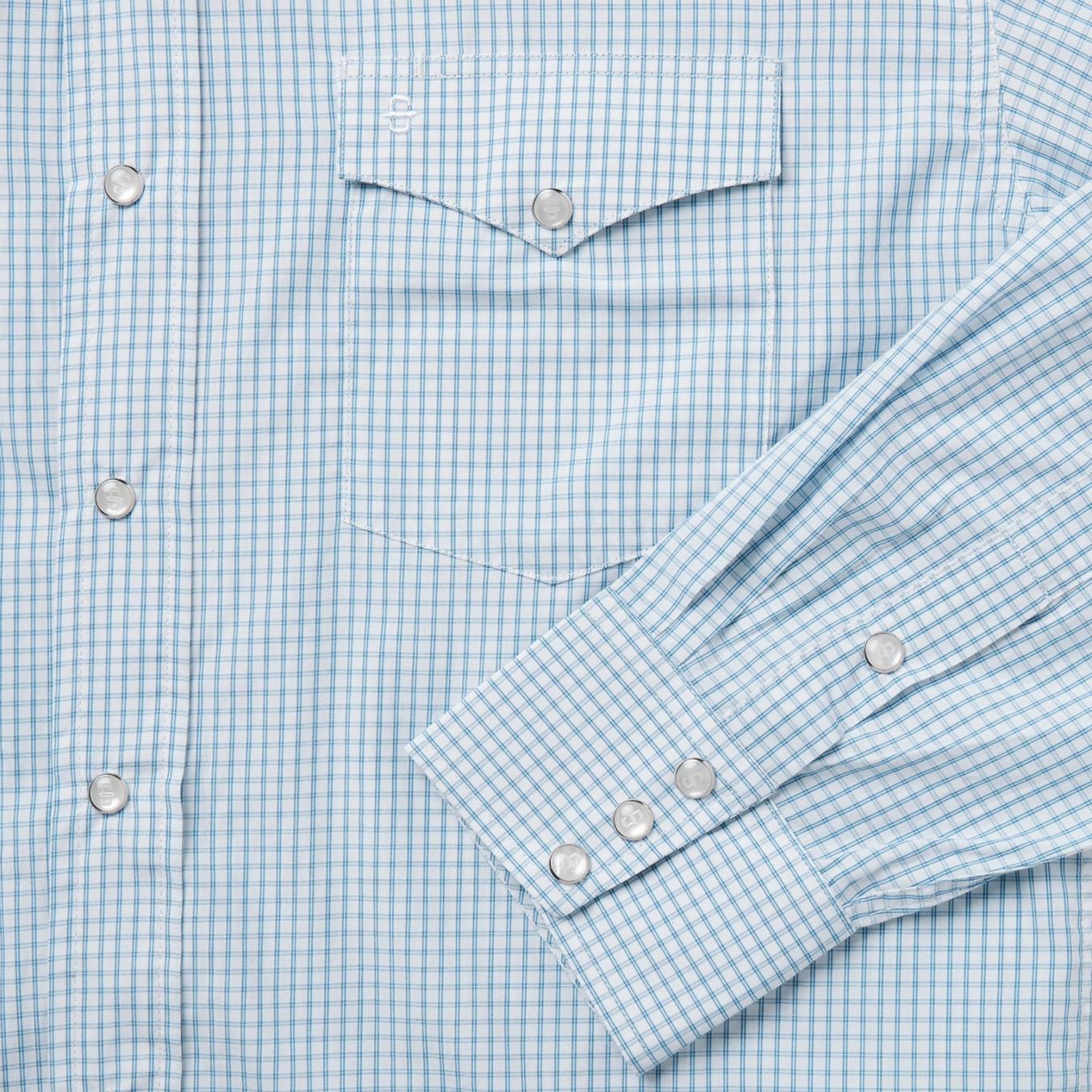 Men Western Shirts Stetson Two Stripe Check Western Shirt Blue