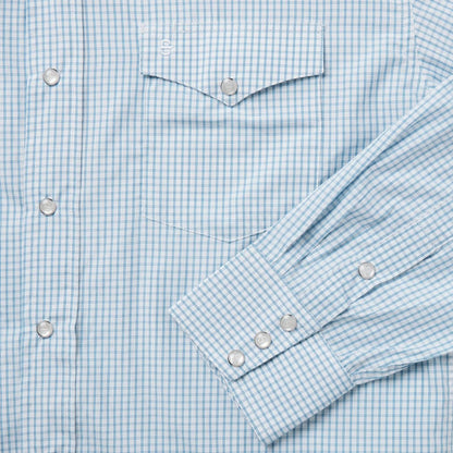 Men Western Shirts Stetson Two Stripe Check Western Shirt Blue