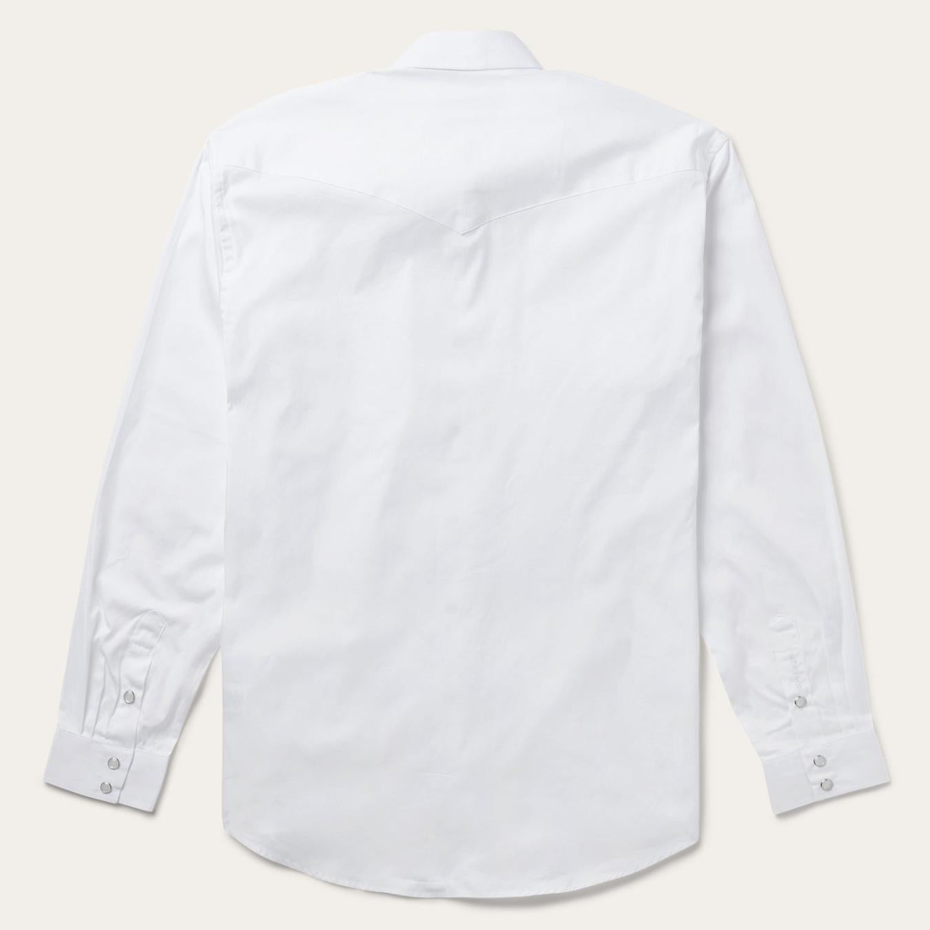 Men Western Shirts Stetson White Pinpoint Oxford Western Shirt White