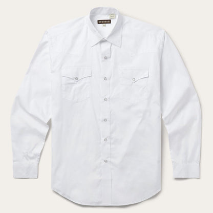 Men Western Shirts Stetson White Pinpoint Oxford Western Shirt White