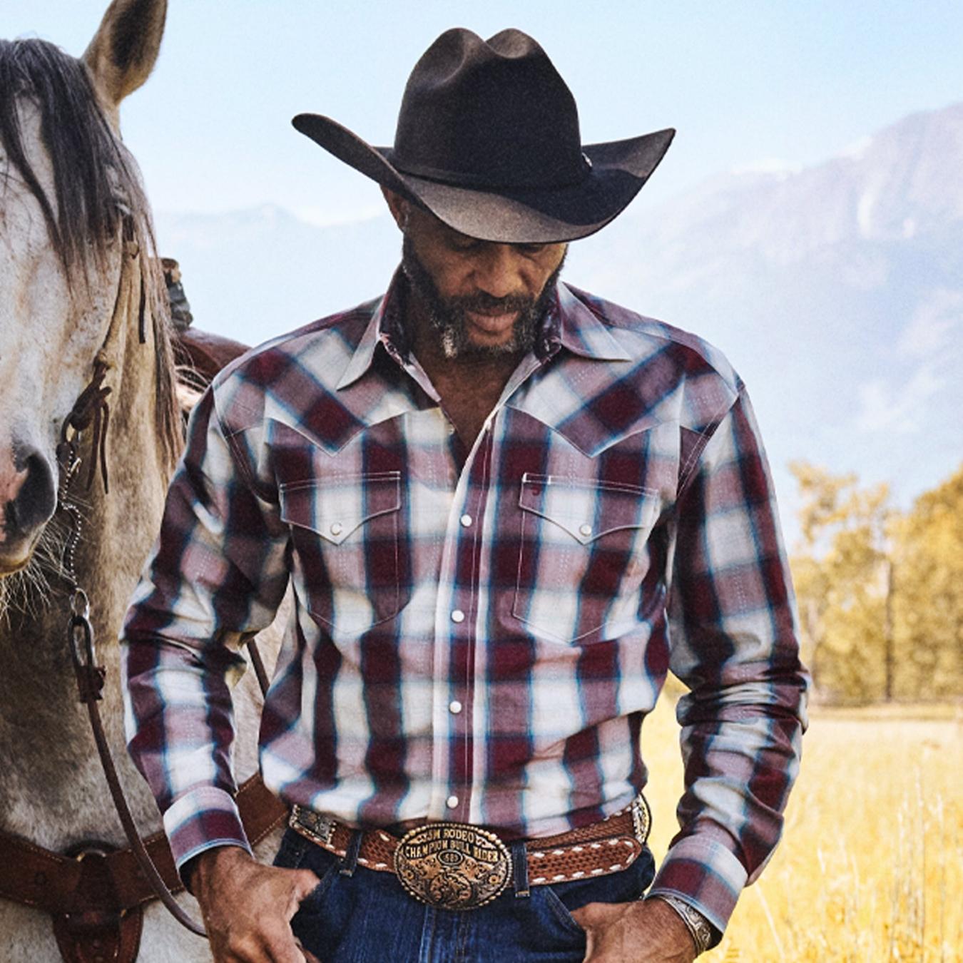 Men Western Shirts Stetson Wine Plaid Shirt Wine