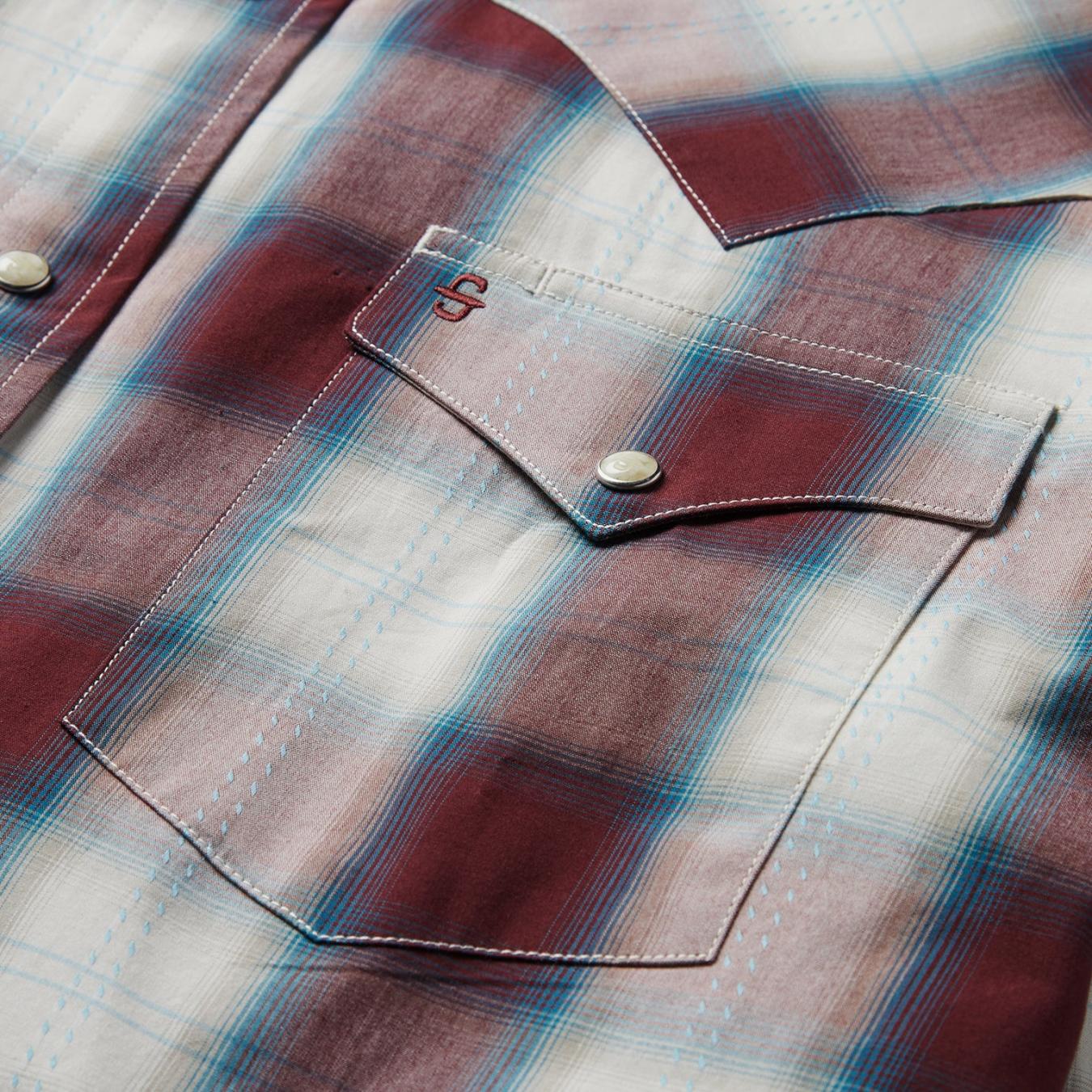 Men Western Shirts Stetson Wine Plaid Shirt Wine