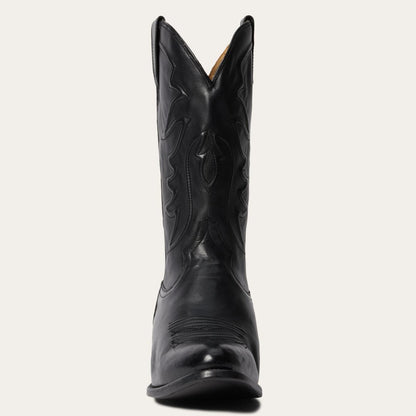 Men Western Stetson Ames Corded & Burnished Leather Boot Black