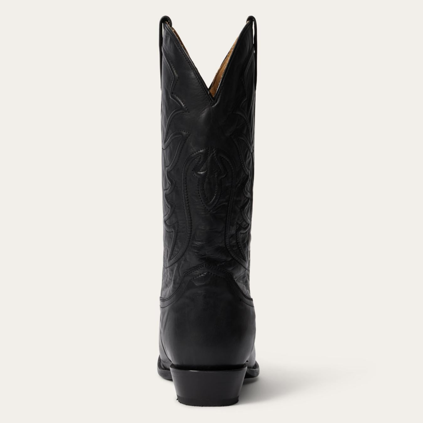 Men Western Stetson Ames Corded & Burnished Leather Boot Black