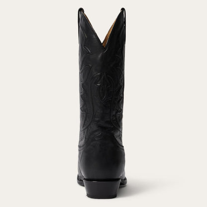 Men Western Stetson Ames Corded & Burnished Leather Boot Black