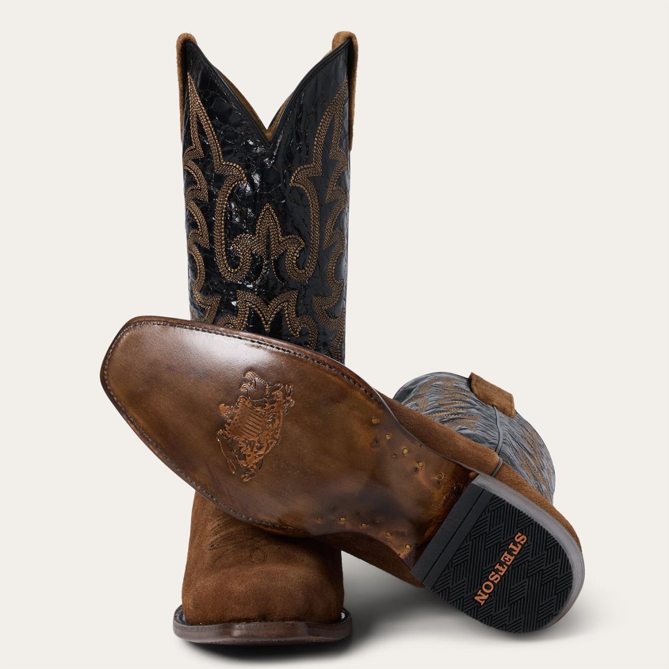 Men Western Stetson Badland Boots Brown
