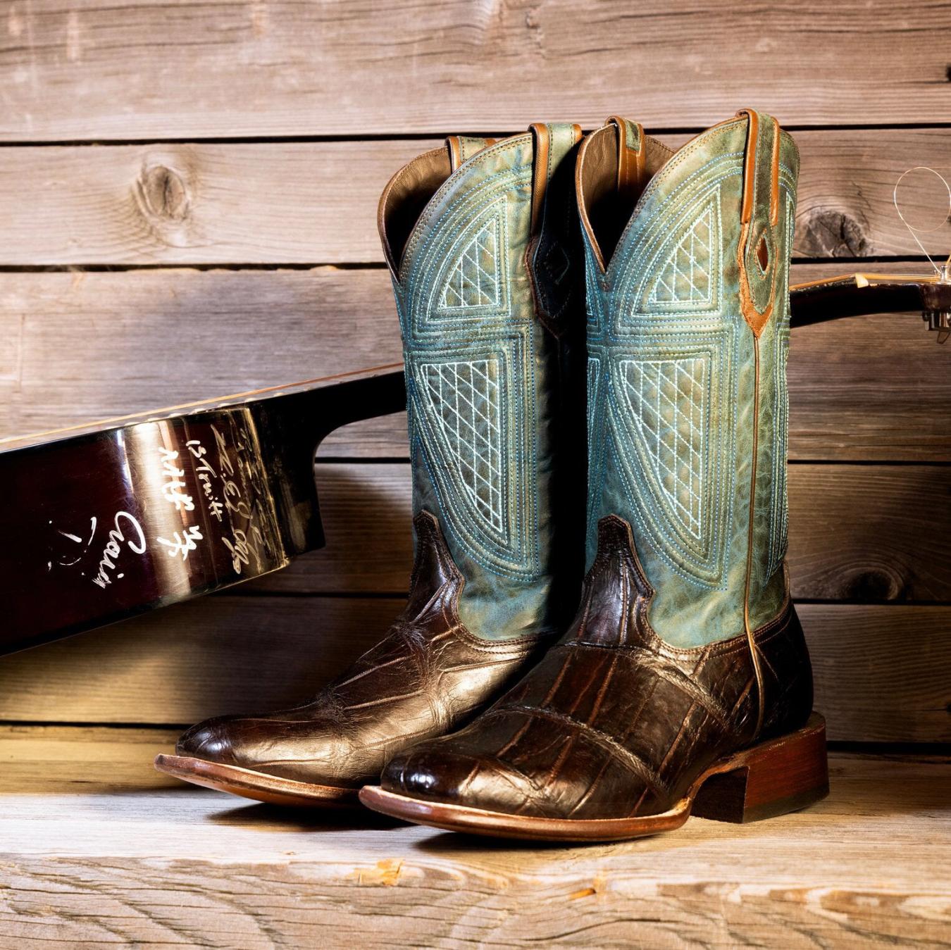 Men Western Stetson Big Horn Tobacco Alligator Cowboy Boot Brown