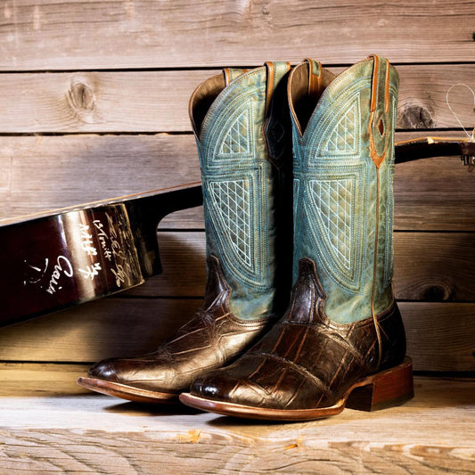 Men Western Stetson Big Horn Tobacco Alligator Cowboy Boot Brown