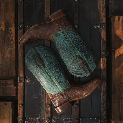 Men Western Stetson Big Horn Tobacco Alligator Cowboy Boot Brown