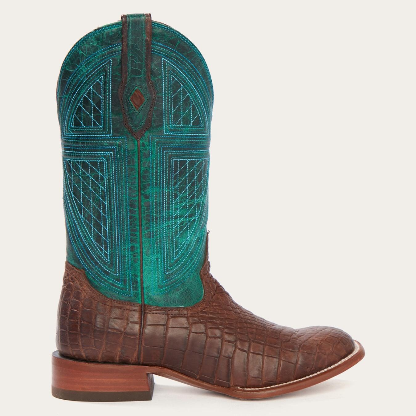 Men Western Stetson Big Horn Tobacco Alligator Cowboy Boot Brown