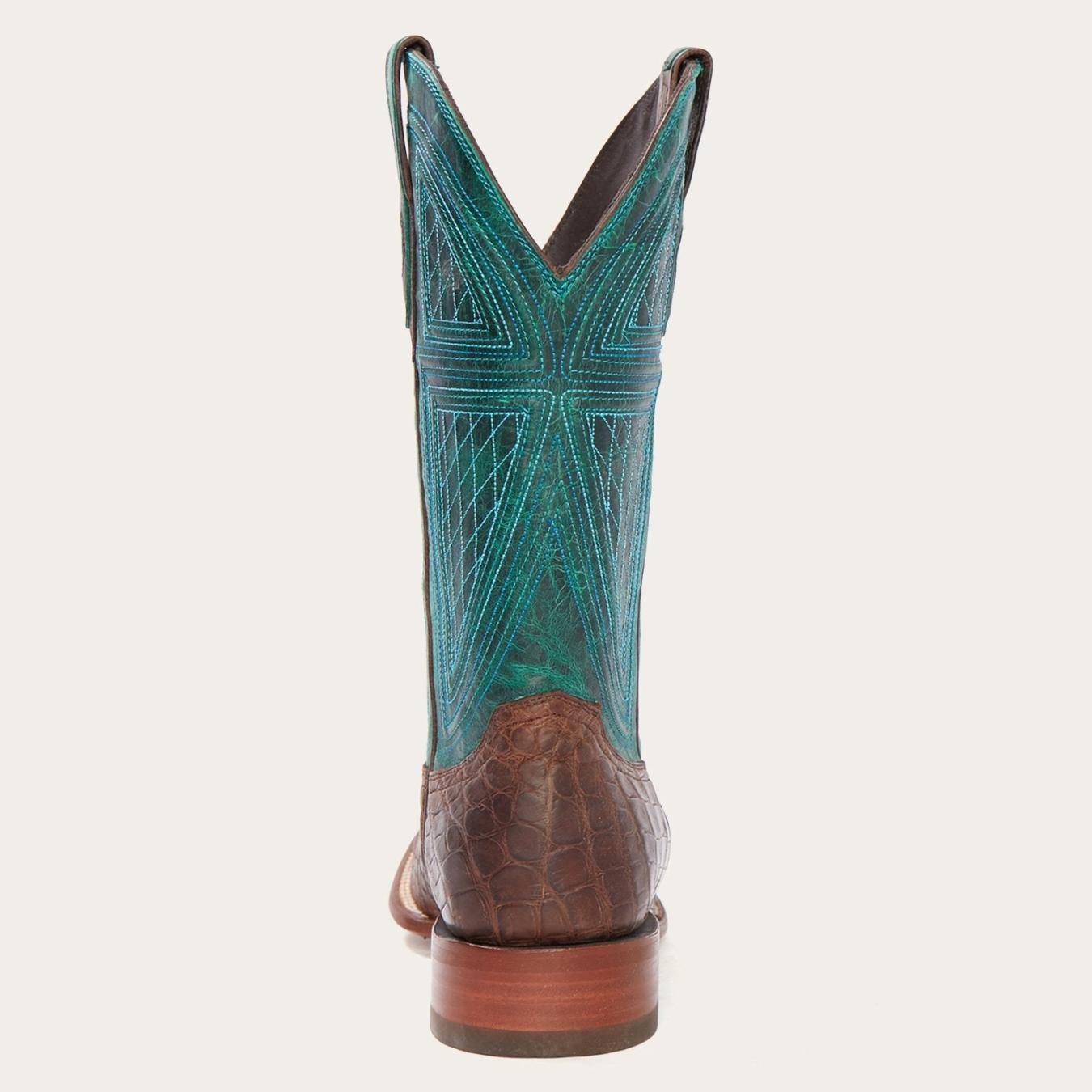 Men Western Stetson Big Horn Tobacco Alligator Cowboy Boot Brown
