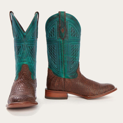 Men Western Stetson Big Horn Tobacco Alligator Cowboy Boot Brown