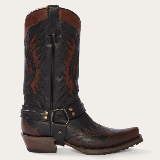 Men Western Stetson Biker Outlaw Oiled Leather Cowboy Boot Brown