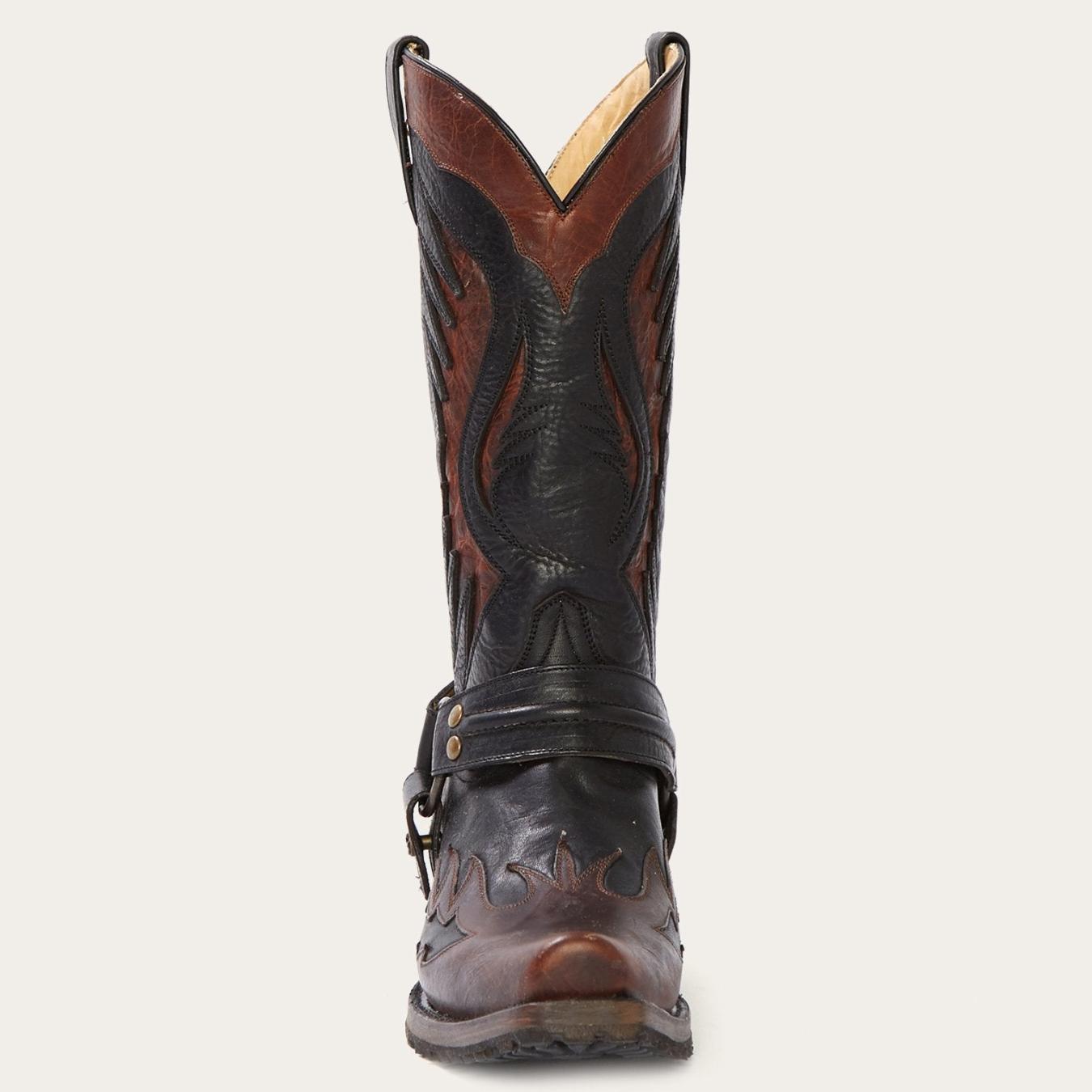 Men Western Stetson Biker Outlaw Oiled Leather Cowboy Boot Brown