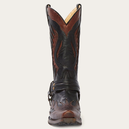 Men Western Stetson Biker Outlaw Oiled Leather Cowboy Boot Brown