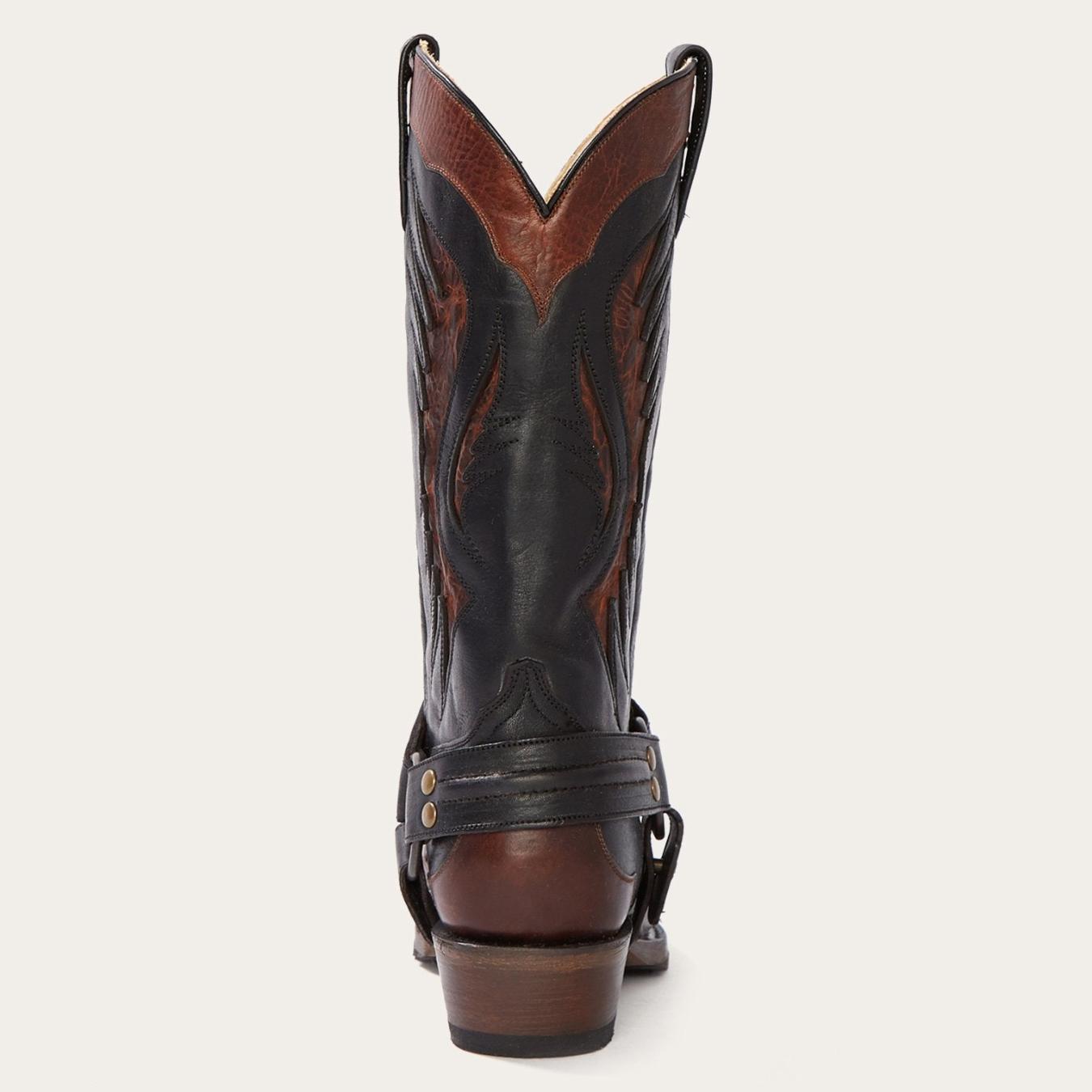 Men Western Stetson Biker Outlaw Oiled Leather Cowboy Boot Brown