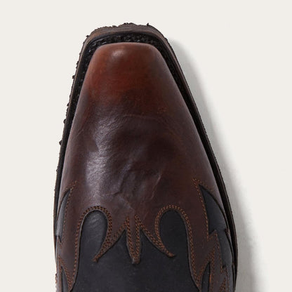 Men Western Stetson Biker Outlaw Oiled Leather Cowboy Boot Brown