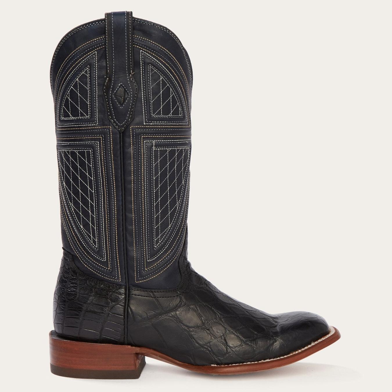 Men Western Stetson Black Falls Alligator Cowboy Boot Black