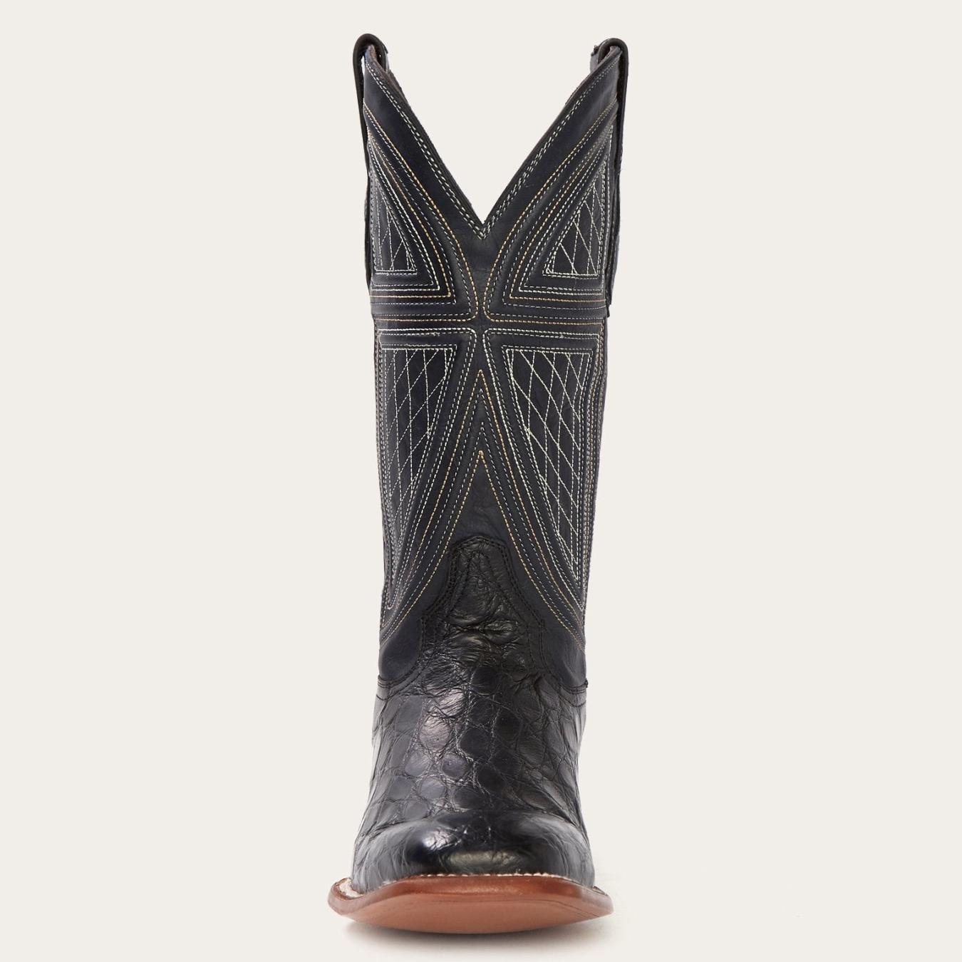 Men Western Stetson Black Falls Alligator Cowboy Boot Black