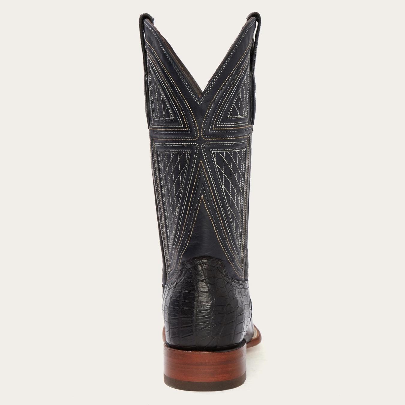Men Western Stetson Black Falls Alligator Cowboy Boot Black