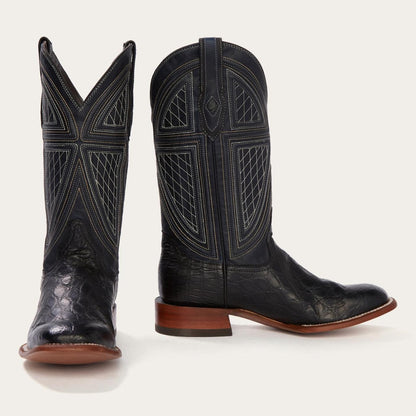 Men Western Stetson Black Falls Alligator Cowboy Boot Black