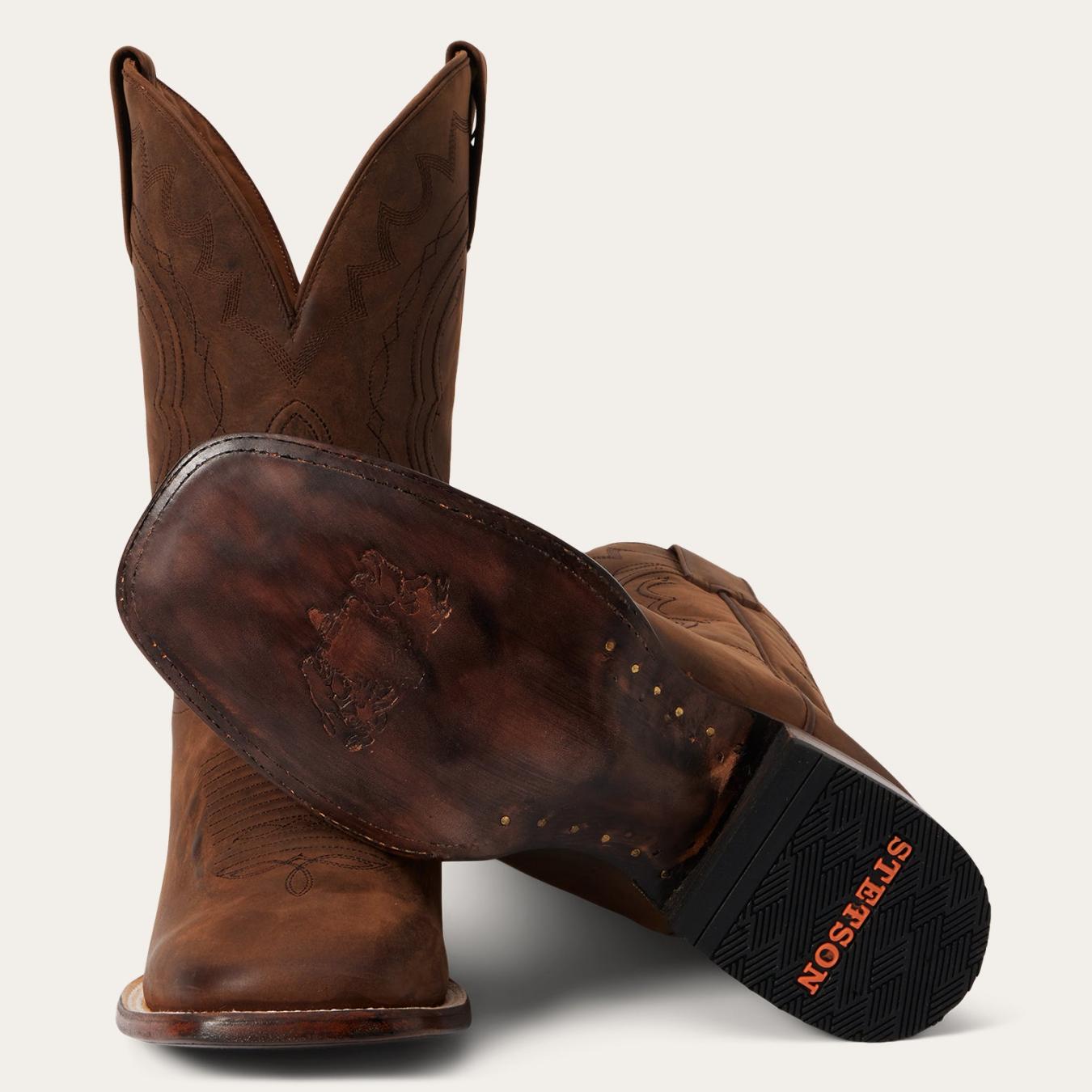 Men Western Stetson Bowie Boots Brown