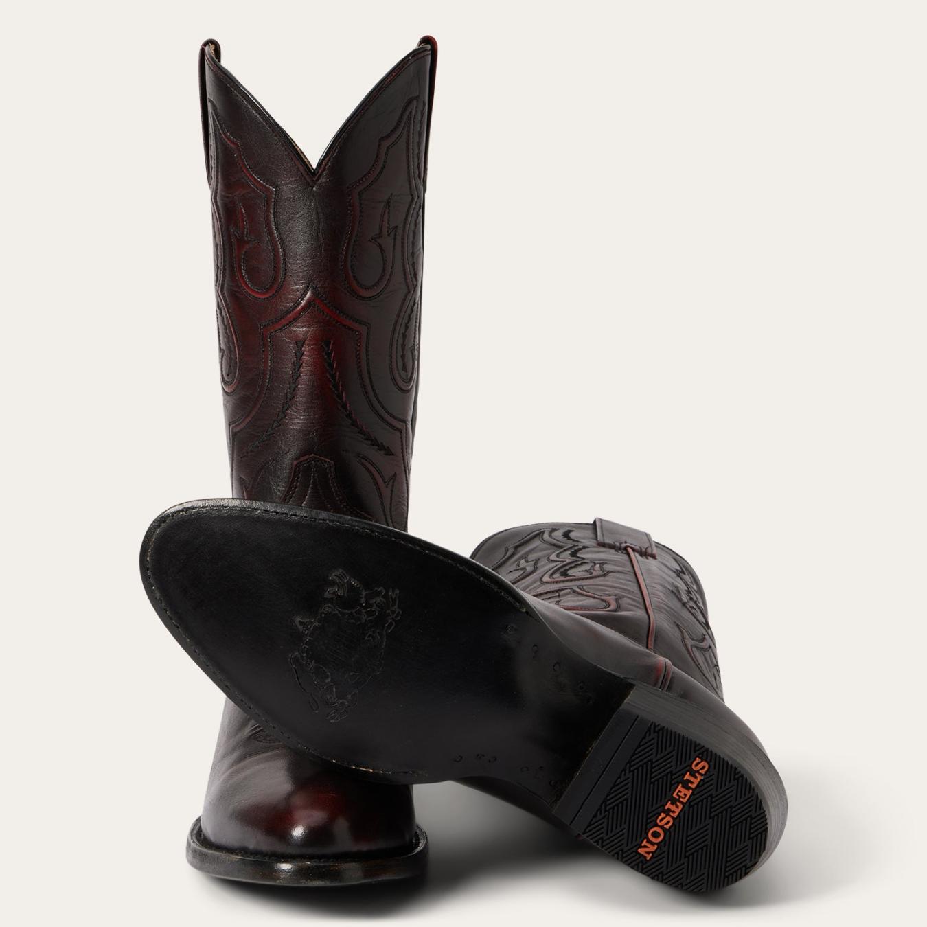 Men Western Stetson Carlisle Western Boots Black Cherry