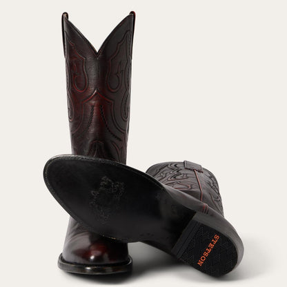 Men Western Stetson Carlisle Western Boots Black Cherry