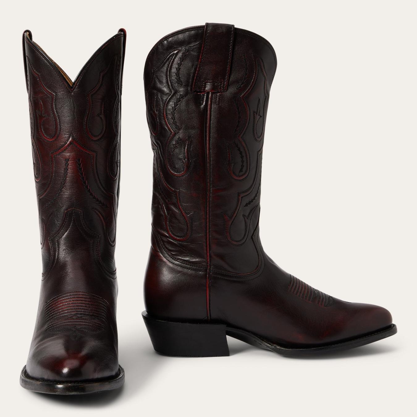 Men Western Stetson Carlisle Western Boots Black Cherry