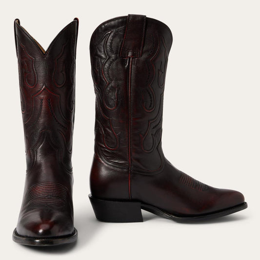 Men Western Stetson Carlisle Western Boots Black Cherry