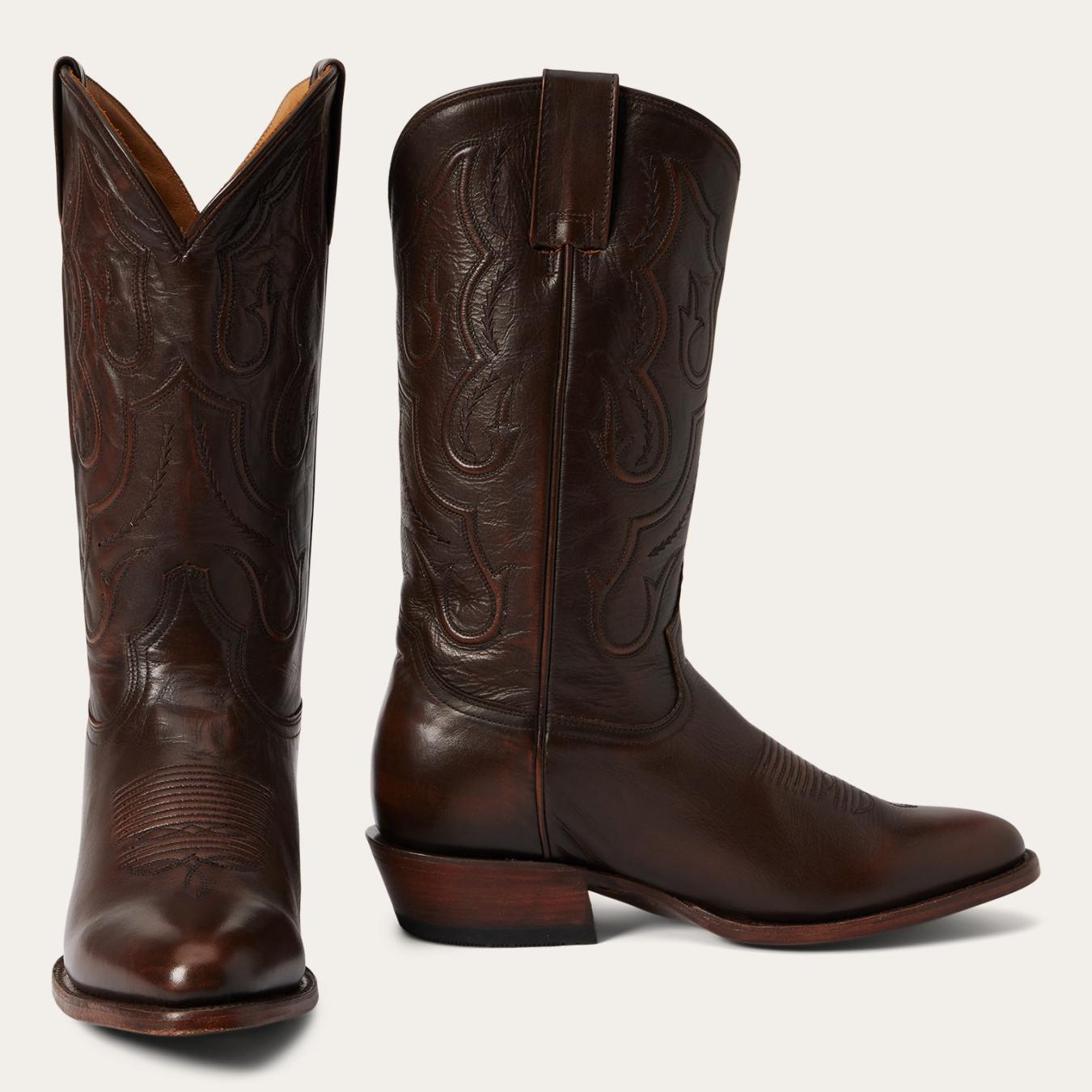 Men Western Stetson Carlisle Western Boots Burnished Brown