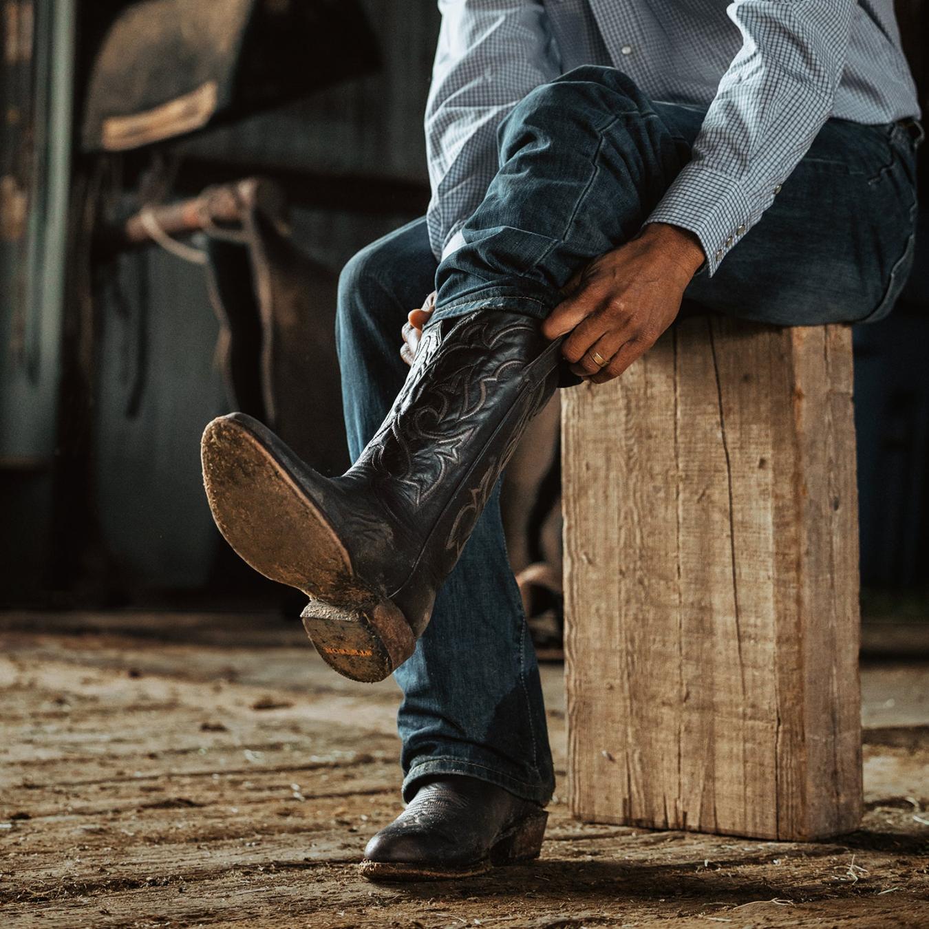 Men Western Stetson Carlisle Western Boots Distressed Brown