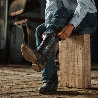 Men Western Stetson Carlisle Western Boots Distressed Brown