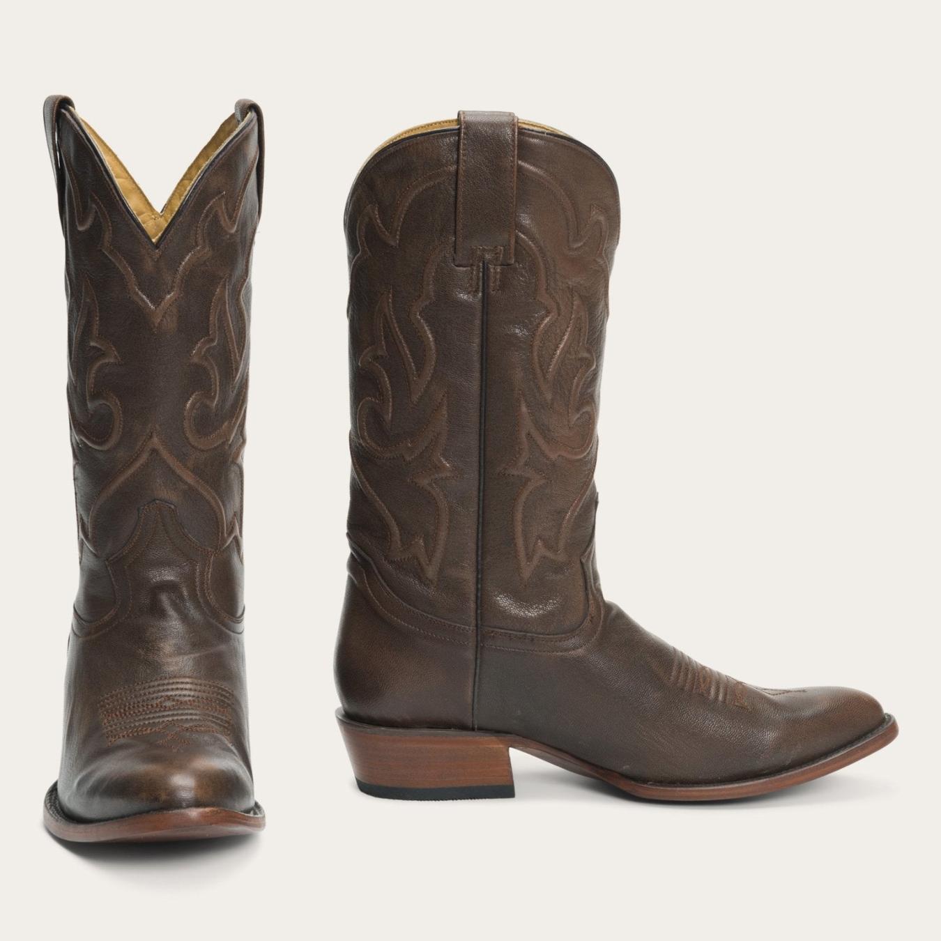 Men Western Stetson Carlisle Western Boots Distressed Brown