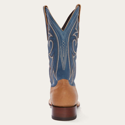 Men Western Stetson Casper Tan & Blue Matte Cowboy Boot Tan