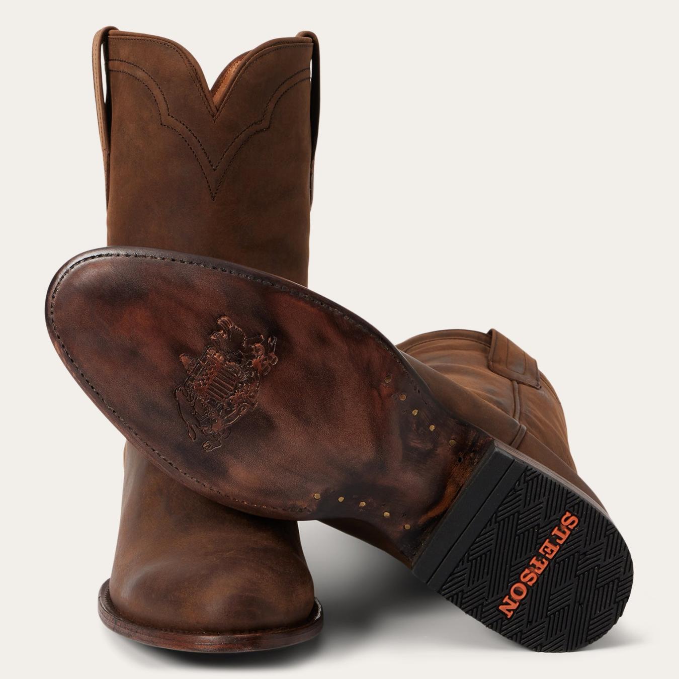 Men Western Stetson Cassidy Roper Boots Brown