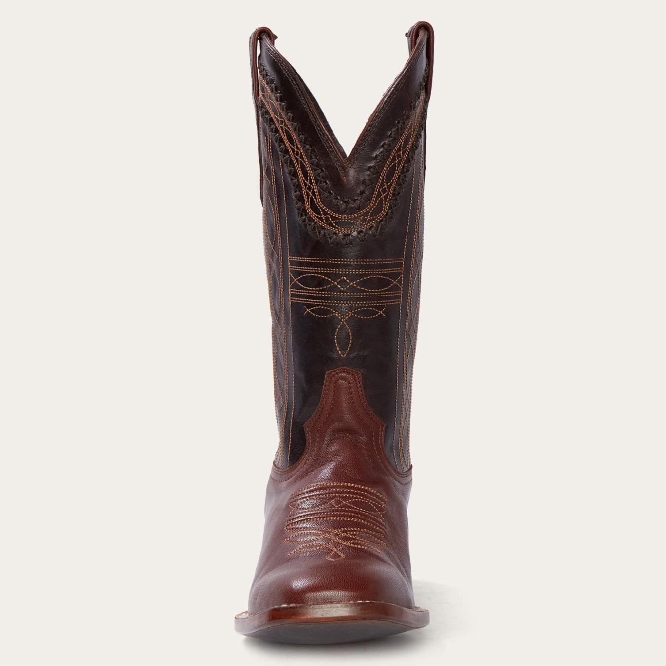 Men Western Stetson Denver Brown Goat Hand Stitched Cowboy Boot Brown